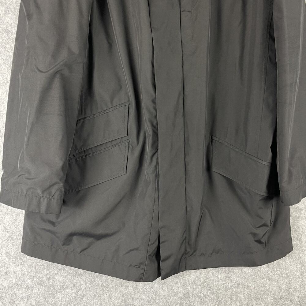 Vintage Banana Republic Factory Trench Coat Mens Large Black Water Resistant - Picture 3 of 16